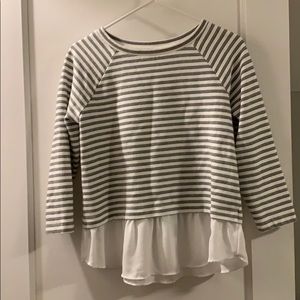 Mixed media striped tee